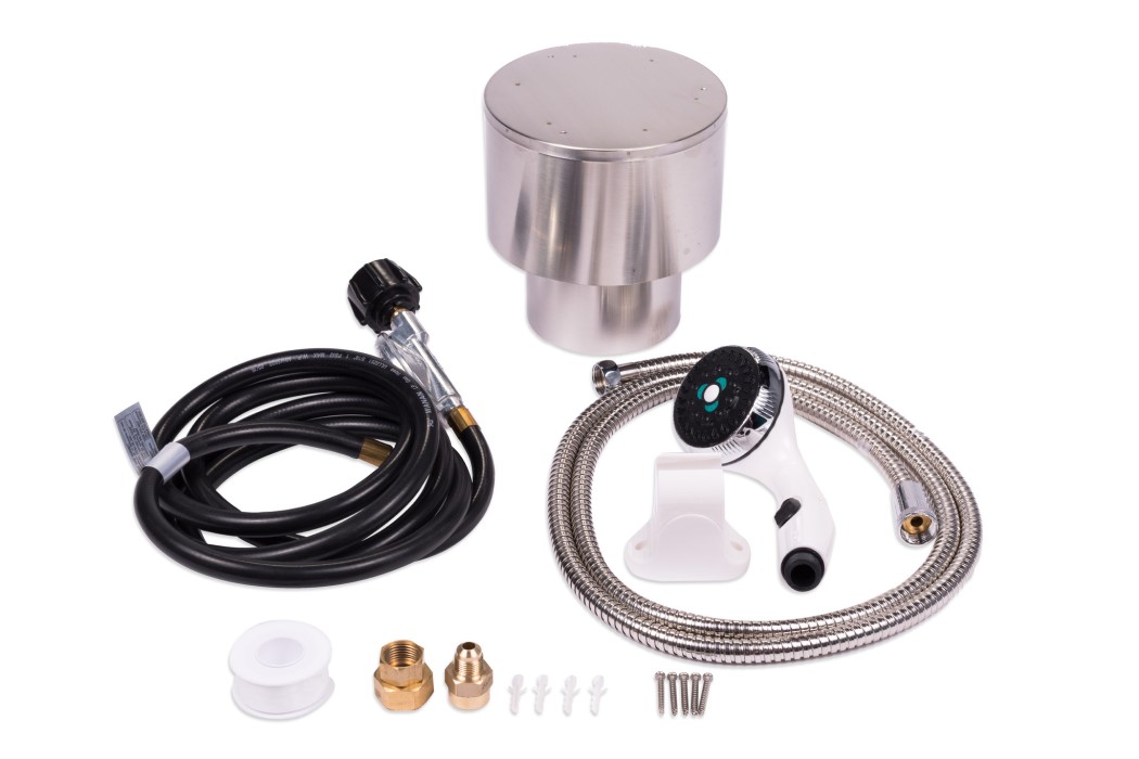 Eccotemp L10 3.0 GPM Steel Portable Outdoor Tankless Propane Water Heater with Shower Set