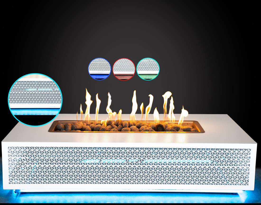 The Outdoor Plus 60 Inch Manila LED Powder Coat Steel Gas Fire Pit with Flame Sense