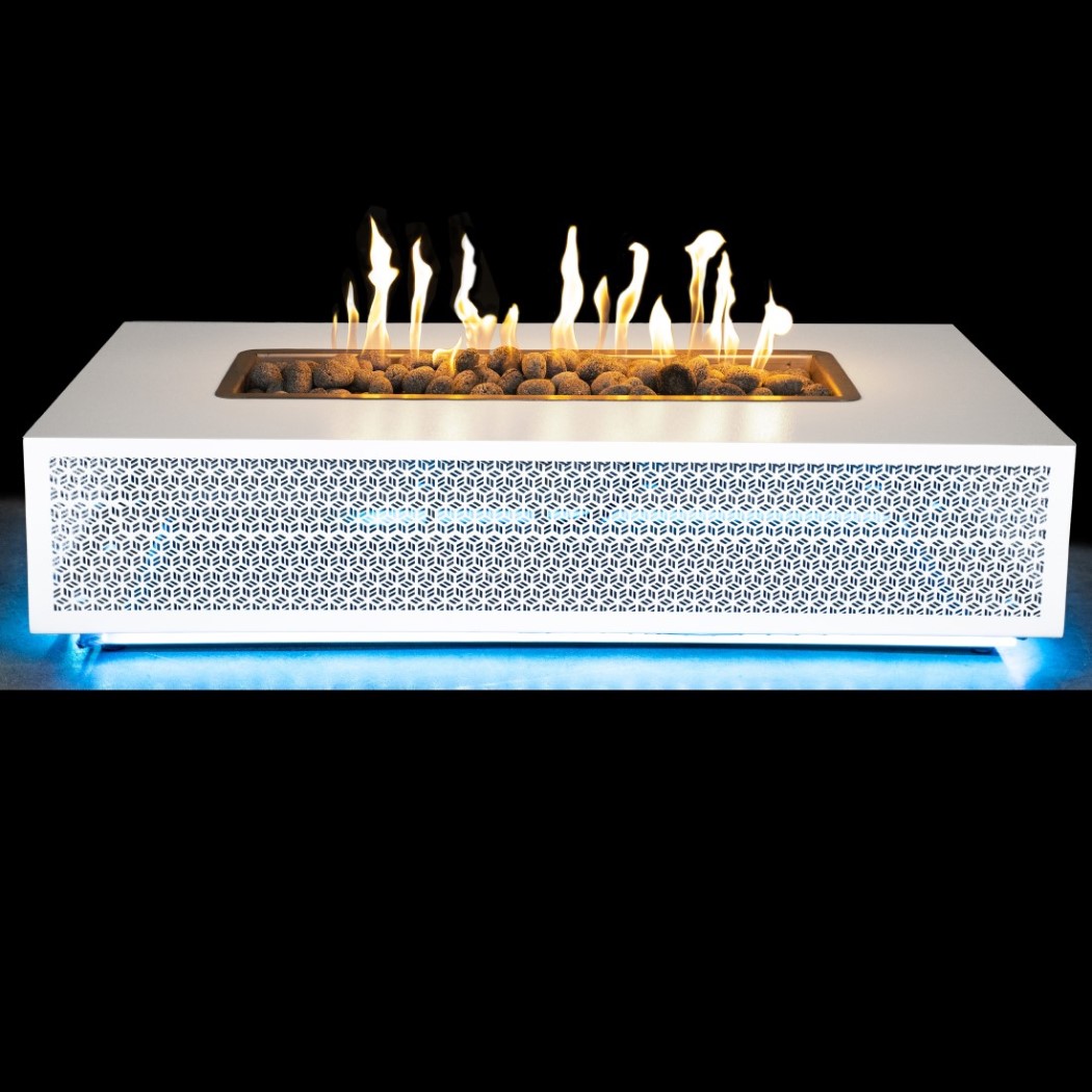 The Outdoor Plus 84 Inch Manila LED Powder Coat Steel Gas Fire Pit