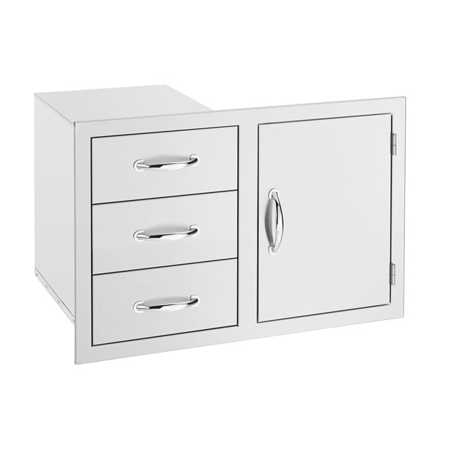TrueFlame 33 Inch Stainless Steel 3-Drawer and Access Door