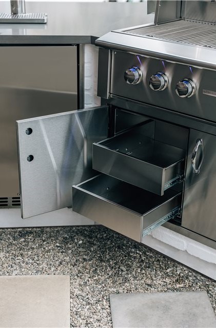 TrueFlame 36 Inch Stainless Steel 2-Drawer Dry Storage Pantry and Access Door