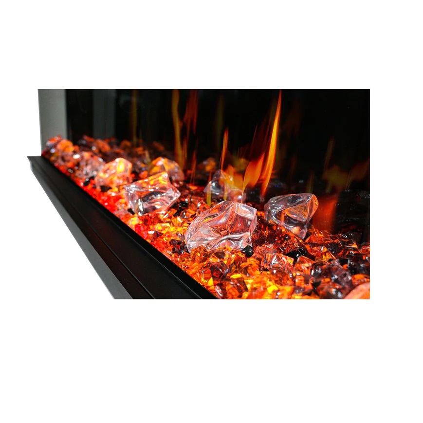 Litedeer Homes 50 Inch WarmCastle 3 Side Smart Control Electric Fireplace with Crystal Media