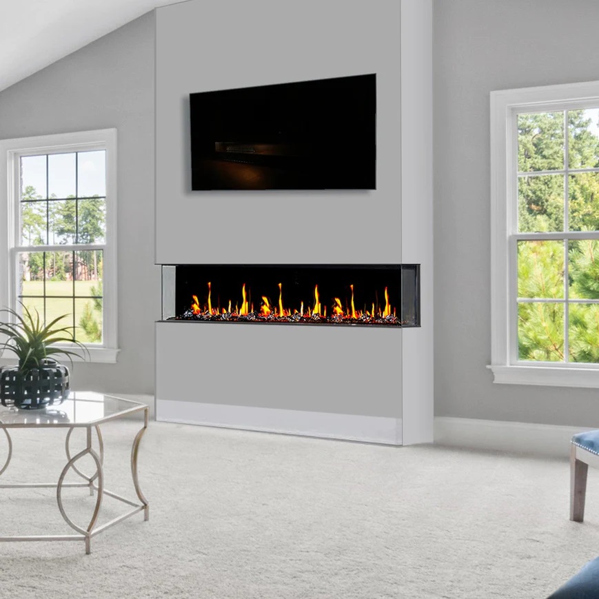 Litedeer Homes 50 Inch WarmCastle 3 Side Smart Control Electric Fireplace with Crystal Media