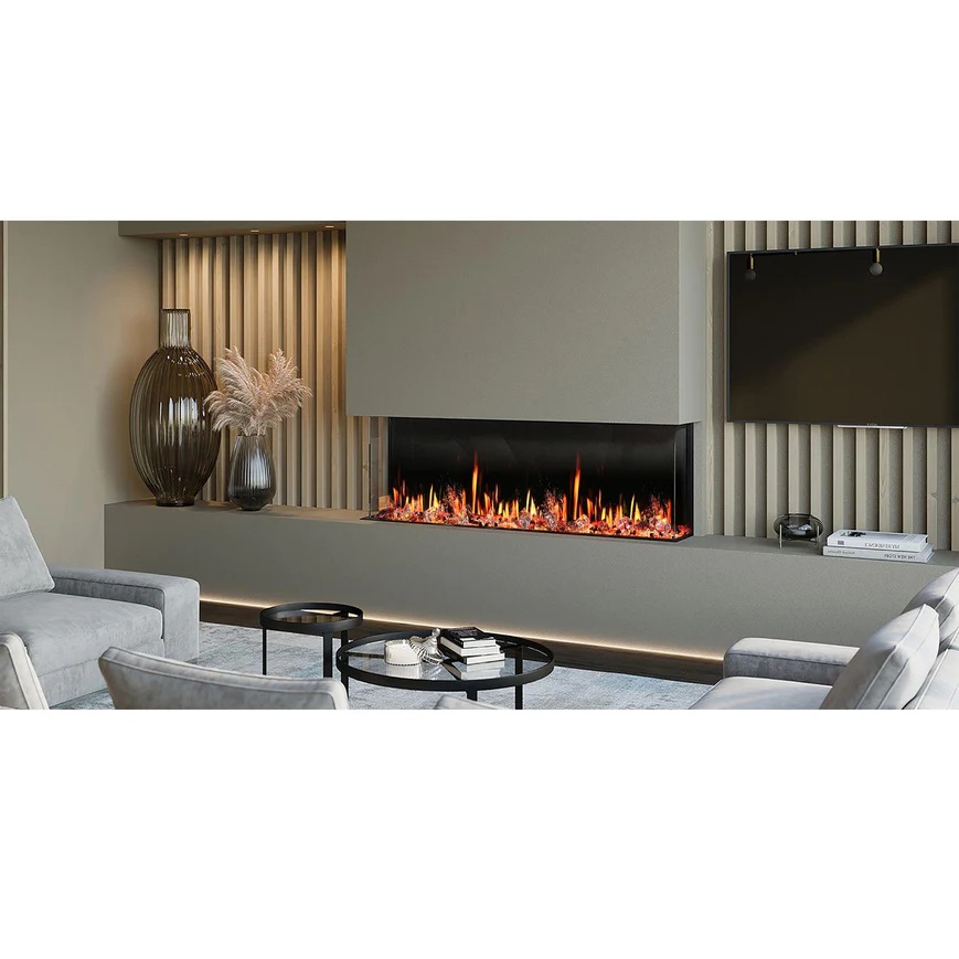 Litedeer Homes 60 Inch WarmCastle 3 Side Smart Control Electric Fireplace with Crystal Media
