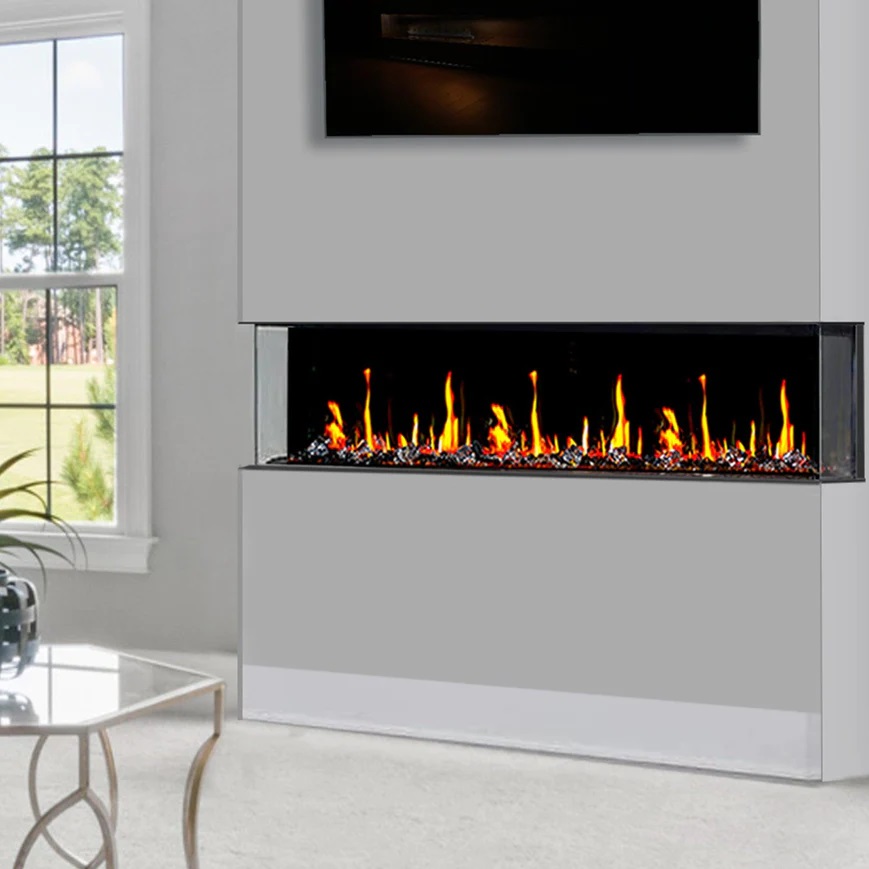 Litedeer Homes 50 Inch WarmCastle 3 Side Smart Control Electric Fireplace with Crystal Media