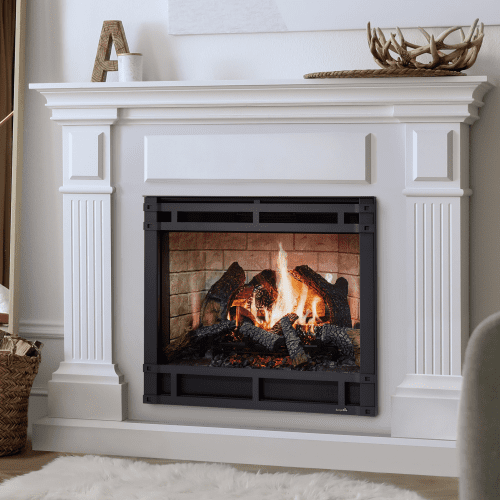 Simplifire 36 Inch Inception Traditional Electric Fireplace with Wescott Mantel Kit
