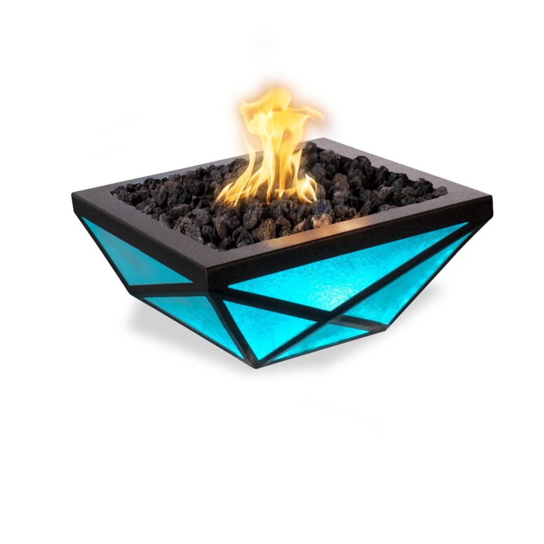 The Outdoor Plus 24 Inch Gladiator LED Powder Coat Aluminum Gas Fire Bowl