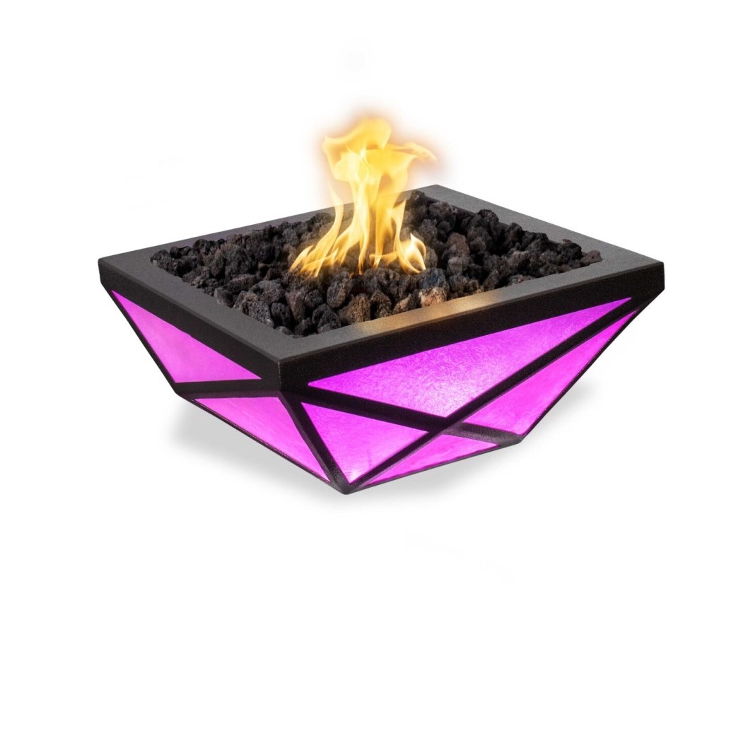 The Outdoor Plus 24 Inch Gladiator LED Powder Coat Aluminum Gas Fire Bowl