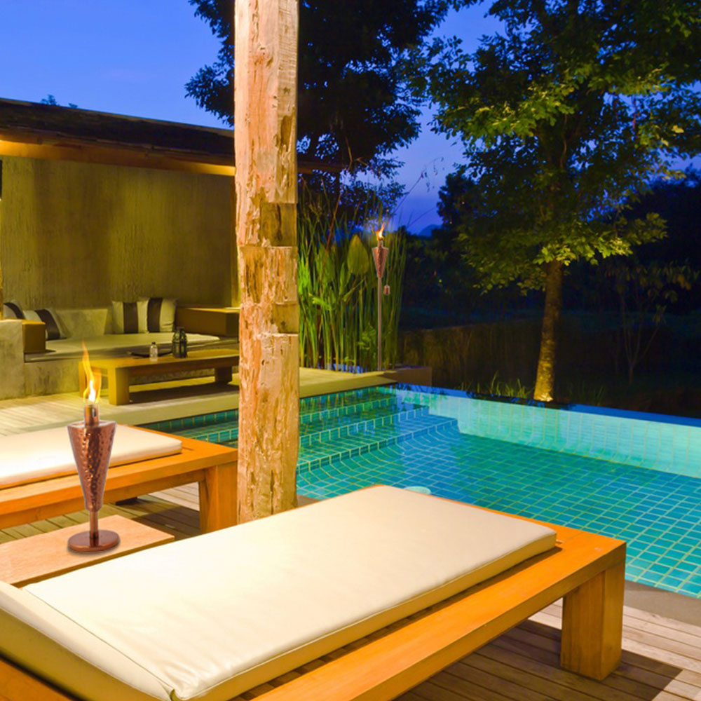 Anywhere Fireplace 10 1/2 Inch Hammered Copper Outdoor Tabletop Citronella/Lamp Oil Torch