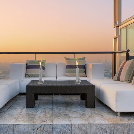 Anywhere Fireplace 10 1/2 Inch Stainless Steel Square Outdoor Tabletop Citronella/Lamp Oil Torch