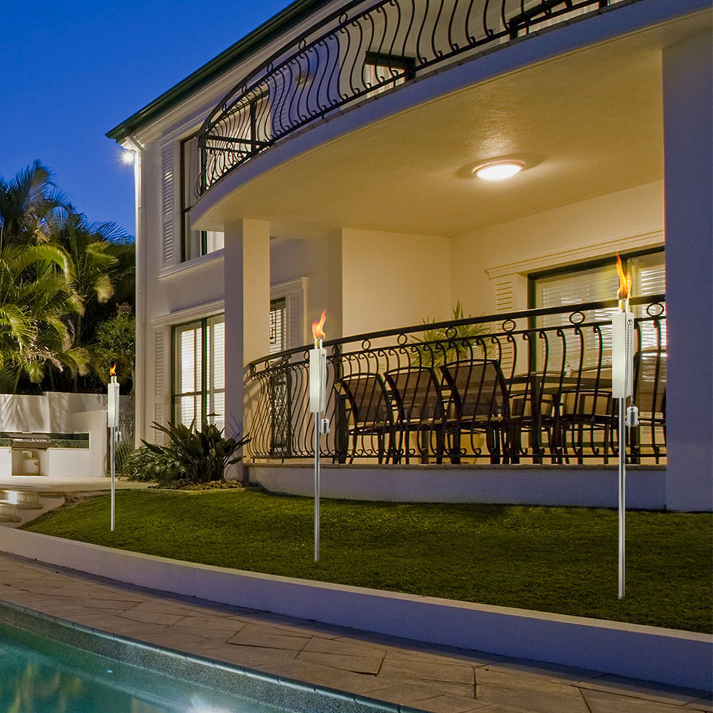 Anywhere Fireplace 65 Inch Stainless Steel Square Outdoor Citronella/Lamp Oil Torch - 2 Pack