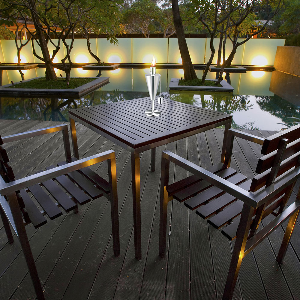 Anywhere Fireplace 10 1/2 Inch Stainless Steel Cone Outdoor Tabletop Citronella/Lamp Oil Torch