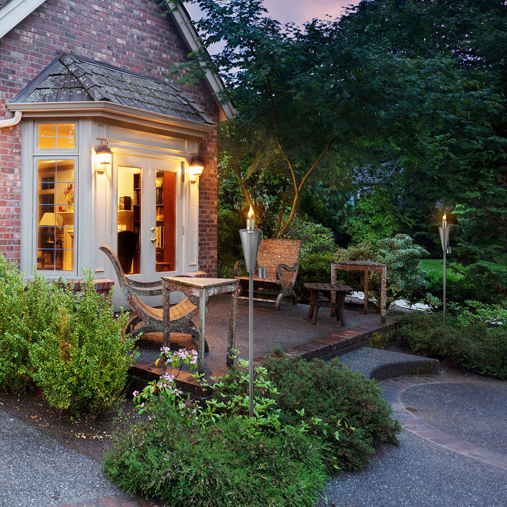 Anywhere Fireplace 65 Inch Stainless Steel Cone Outdoor Citronella/Lamp Oil Torch - 2 Pack