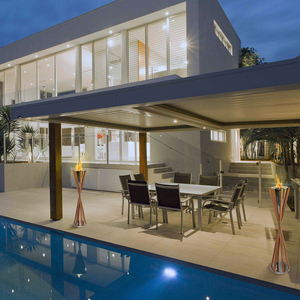 Anywhere Fireplace Tall Southampton Teak Gel Fueled Outdoor Torch