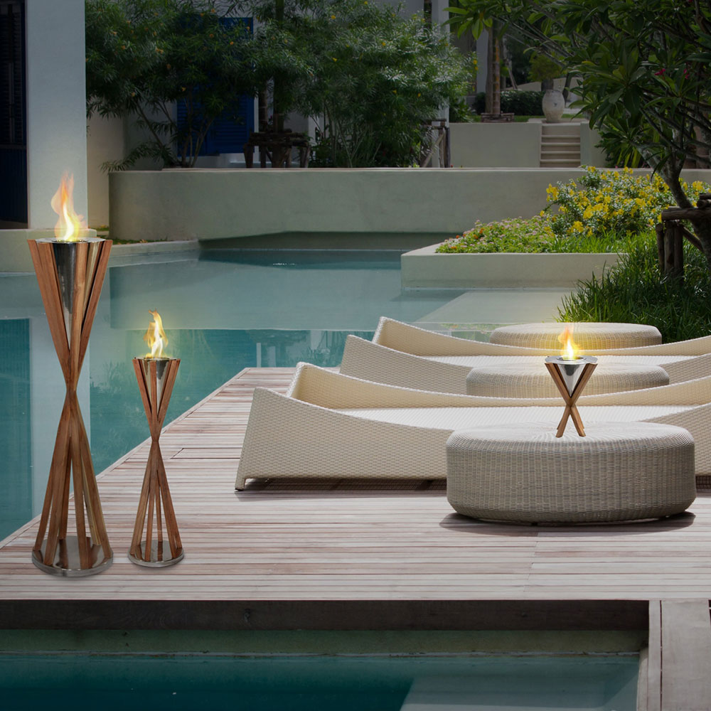 Anywhere Fireplace Medium Southampton Teak Gel Fueled Outdoor Torch