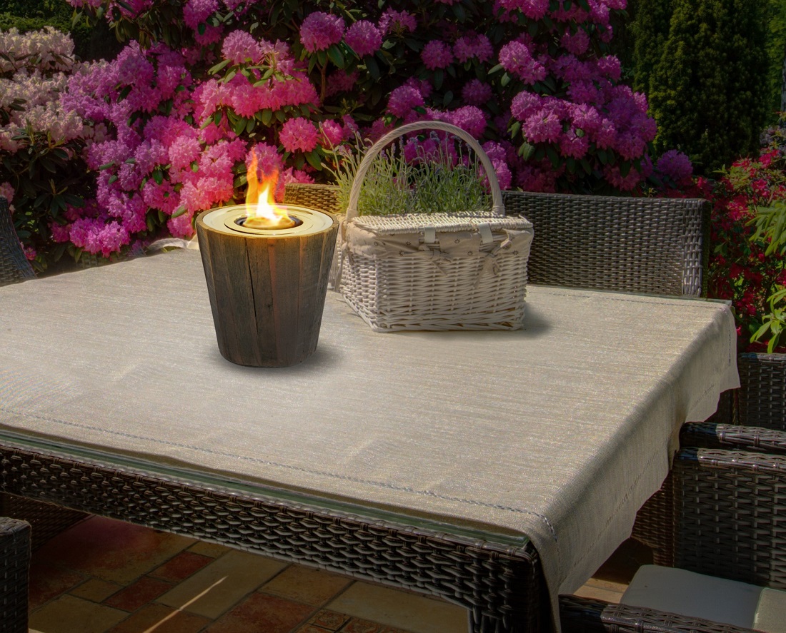 Anywhere Fireplace 8 Inch Montauk Reclaimed Teak Gel Fueled Fire Bowl