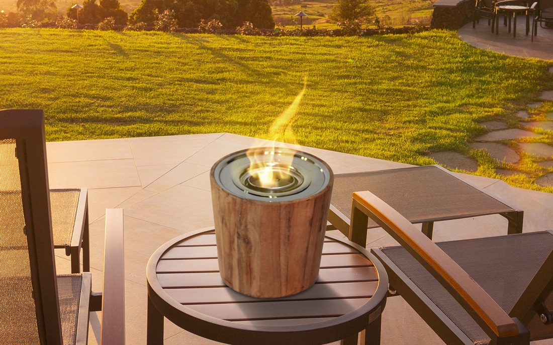 Anywhere Fireplace 8 1/2 Inch Sag Harbor Teak Gel Fueled Fire Bowl