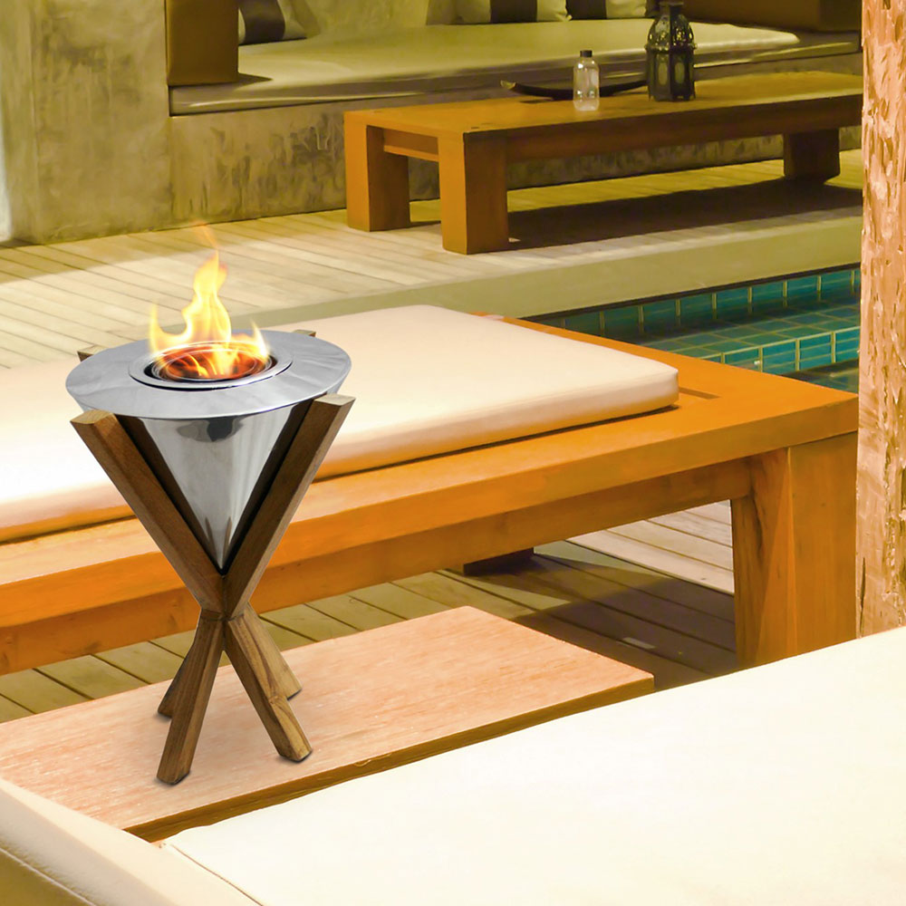 Anywhere Fireplace 10 Inch Southampton Teak Tabletop Gel Fueled Fire Pit