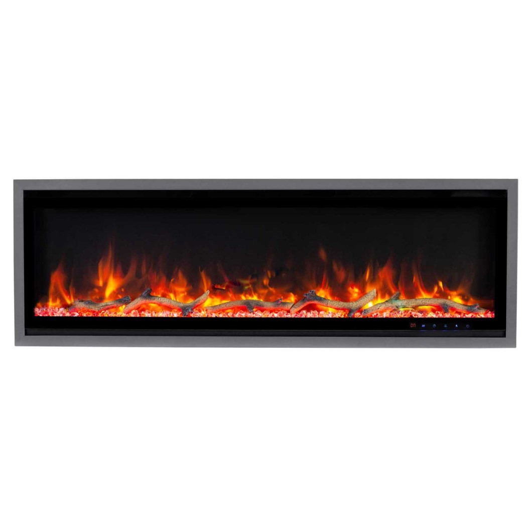 JR Home 50 Inch Kennedy II Recessed or Wall Mounted Electric Fireplace