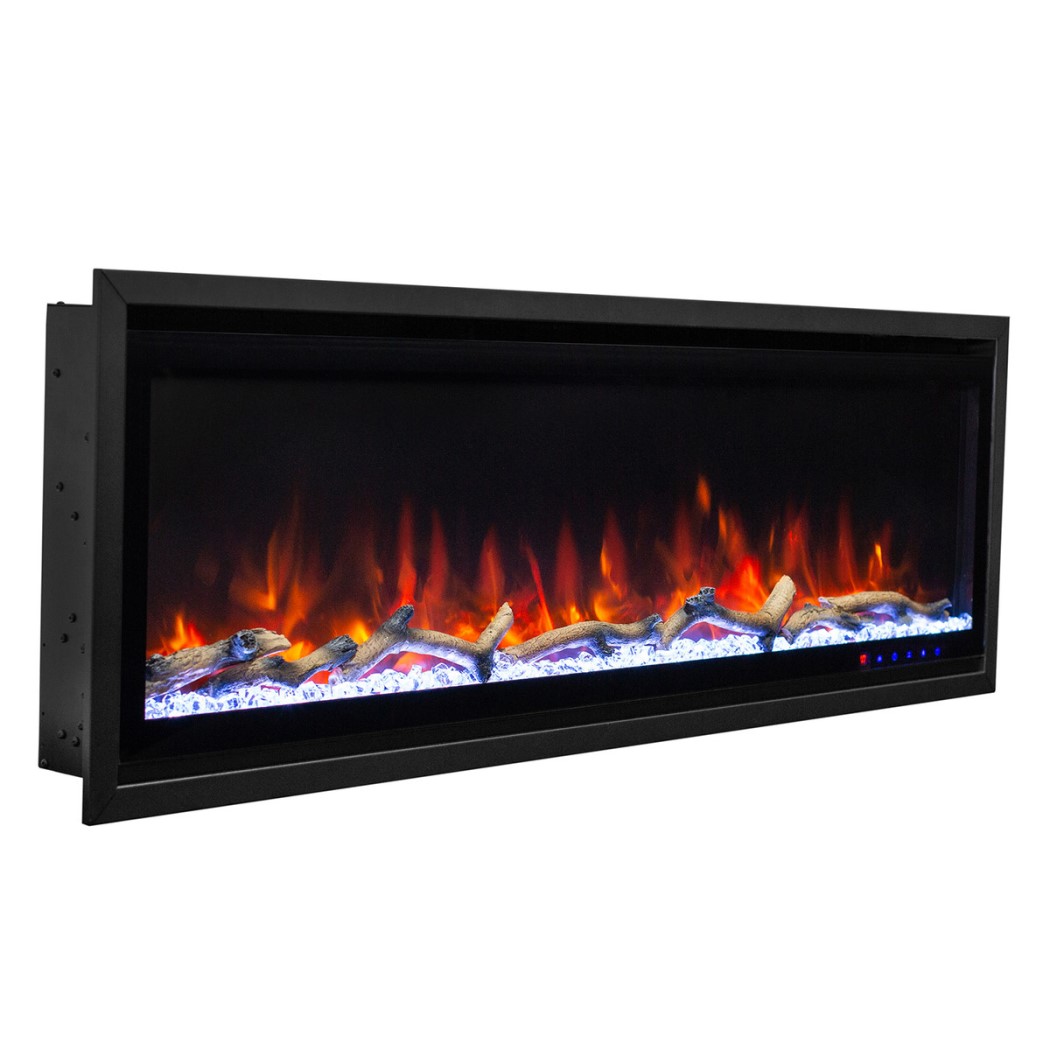 JR Home 60 Inch Kennedy II Recessed or Wall Mounted Electric Fireplace