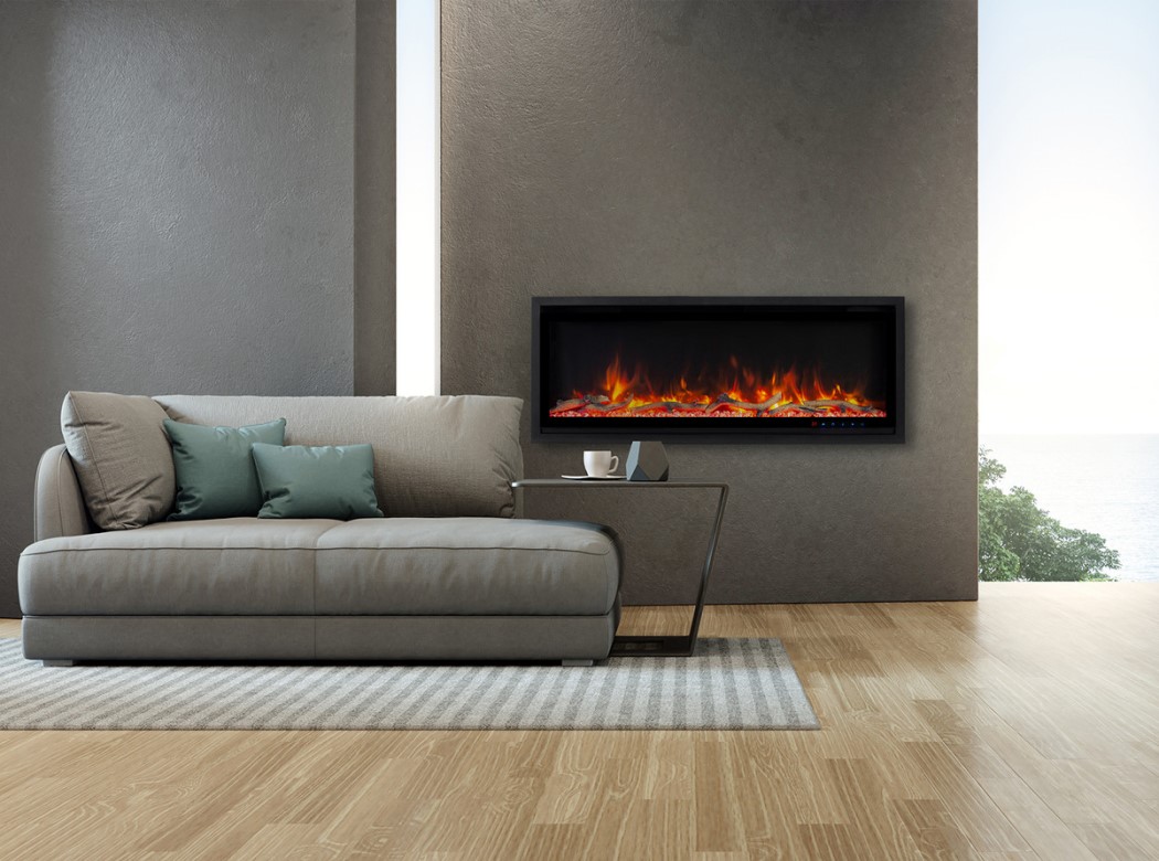 JR Home 42 Inch Kennedy II Recessed or Wall Mounted Electric Fireplace