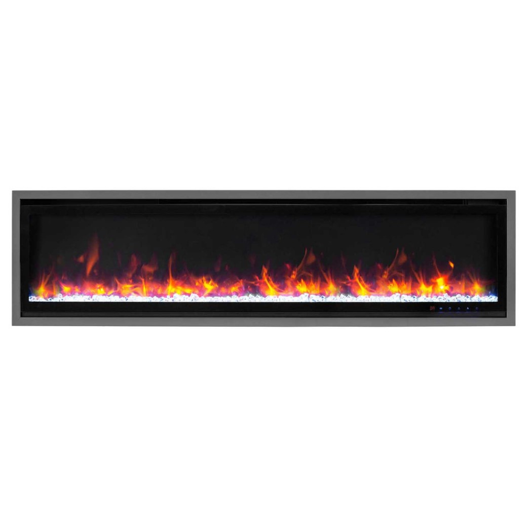 JR Home 60 Inch Kennedy II Recessed or Wall Mounted Electric Fireplace