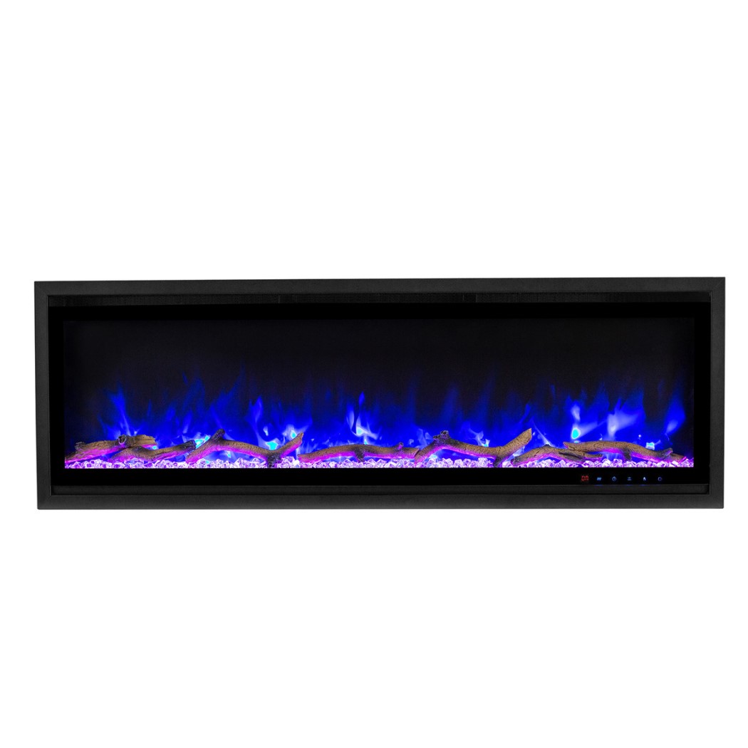 JR Home 60 Inch Kennedy II Recessed or Wall Mounted Electric Fireplace