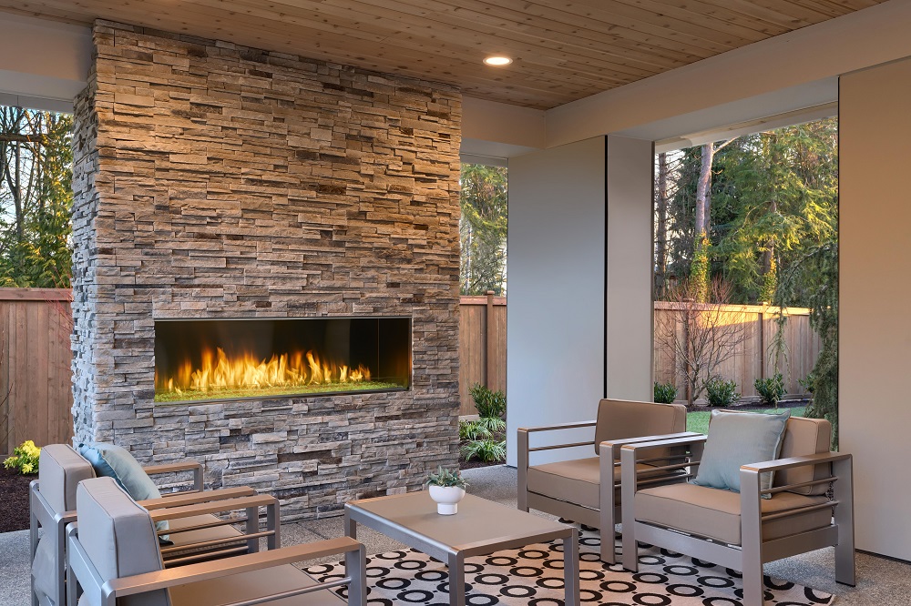 Outdoor Lifestyles 60 Inch Lanai Linear Outdoor Gas Fireplace - IntelliFire IPI