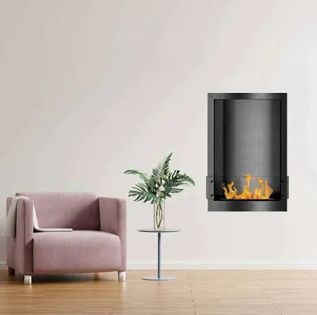Bio Flame 24 Inch Ethanol Fireplace with 16 Inch Remote Control Burner