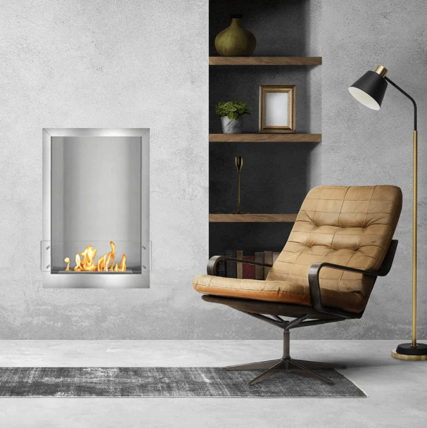 Bio Flame 24 Inch Ethanol Fireplace with 16 Inch Remote Control Burner