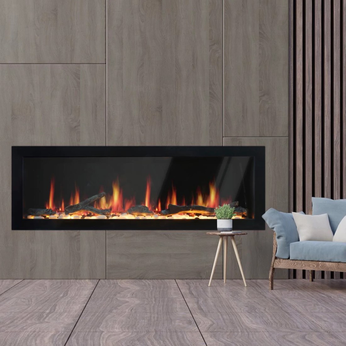 Litedeer Homes Gloria II 58 Inch Seamless Push-in Electric Linear Fireplace