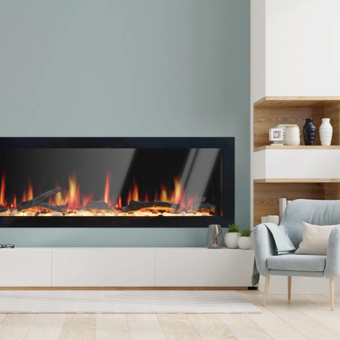 Litedeer Homes Gloria II 68 Inch Seamless Push-in Electric Linear Fireplace