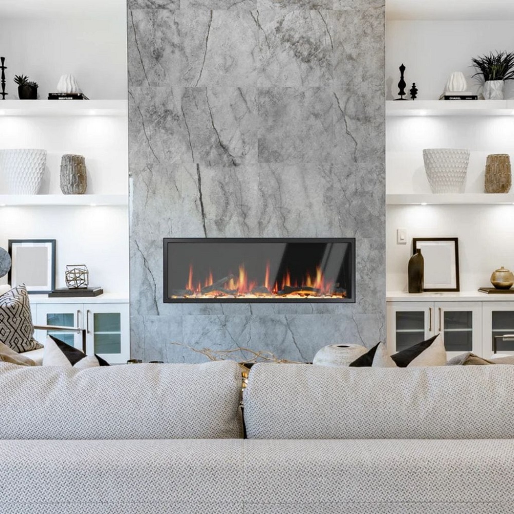 Litedeer Homes Latitude 55 Inch Ultra Slim Built-in Electric Linear Fireplace