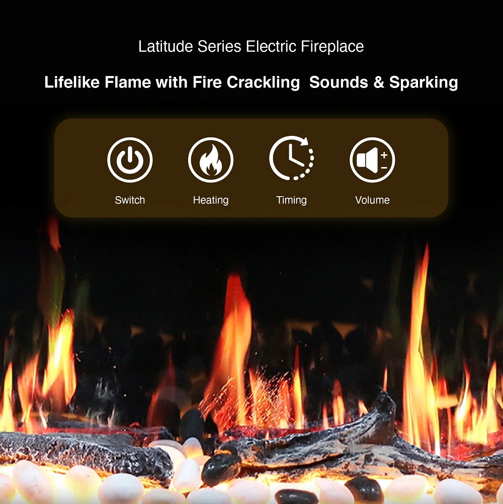 Litedeer Homes Latitude 65 Inch Ultra Slim Built-in Electric Linear Fireplace