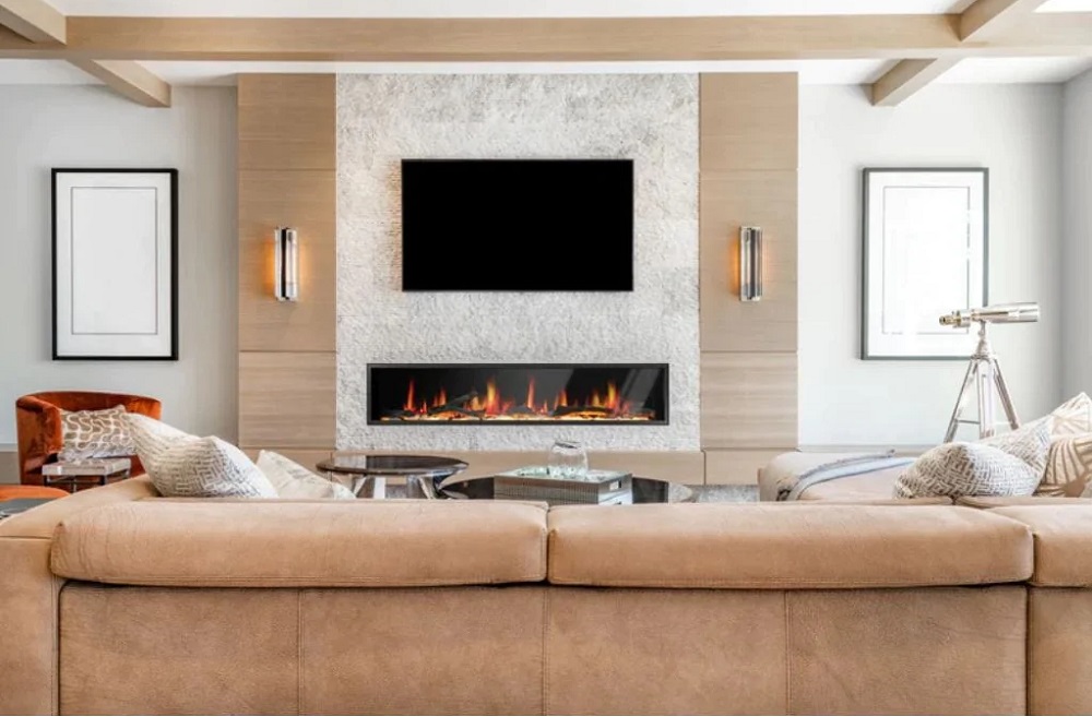 Litedeer Homes Latitude 75 Inch Ultra Slim Built-in Electric Linear Fireplace