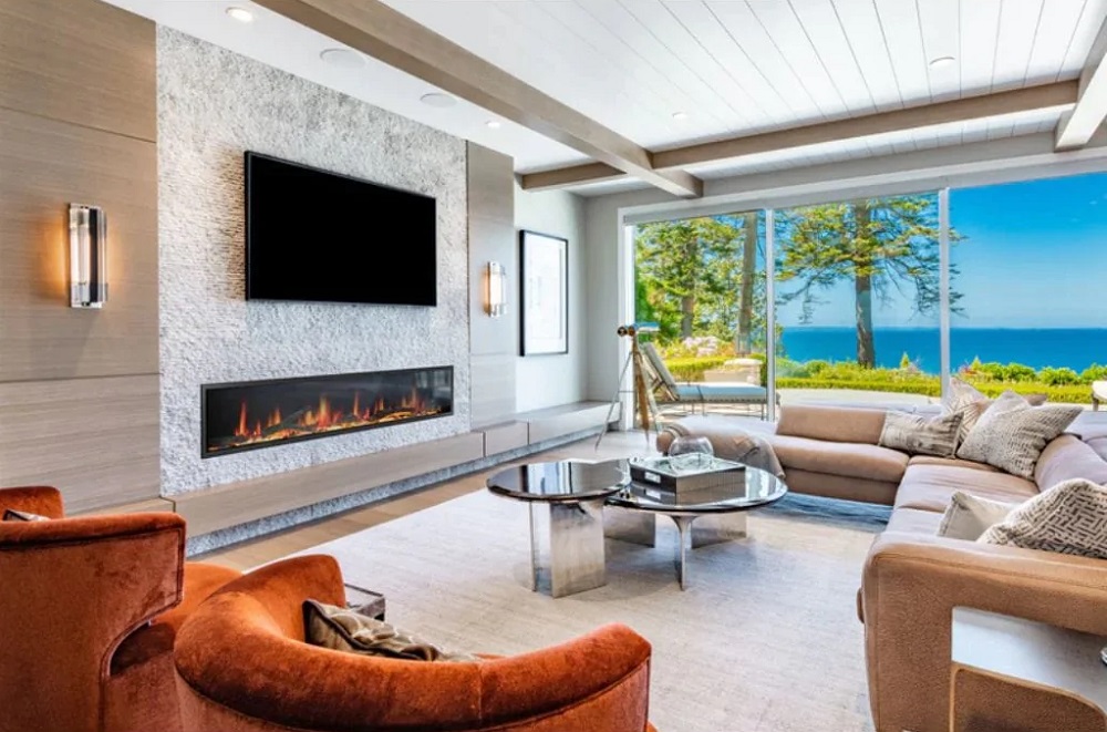 Litedeer Homes Latitude 75 Inch Ultra Slim Built-in Electric Linear Fireplace