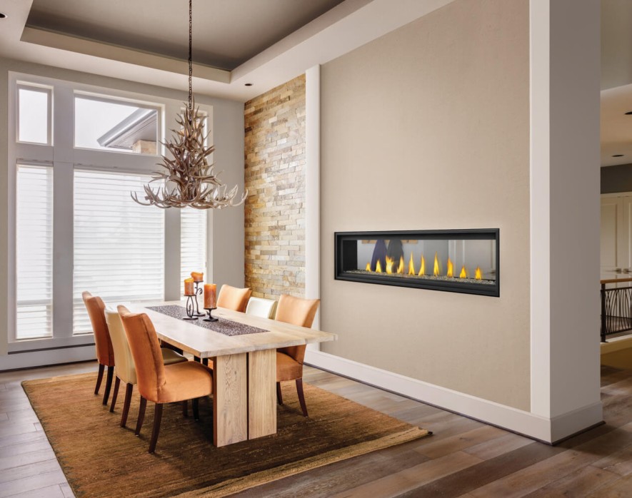 Napoleon 74 Inch See-Through Vector Direct-Vent Linear Gas Fireplace - Electronic Ignition