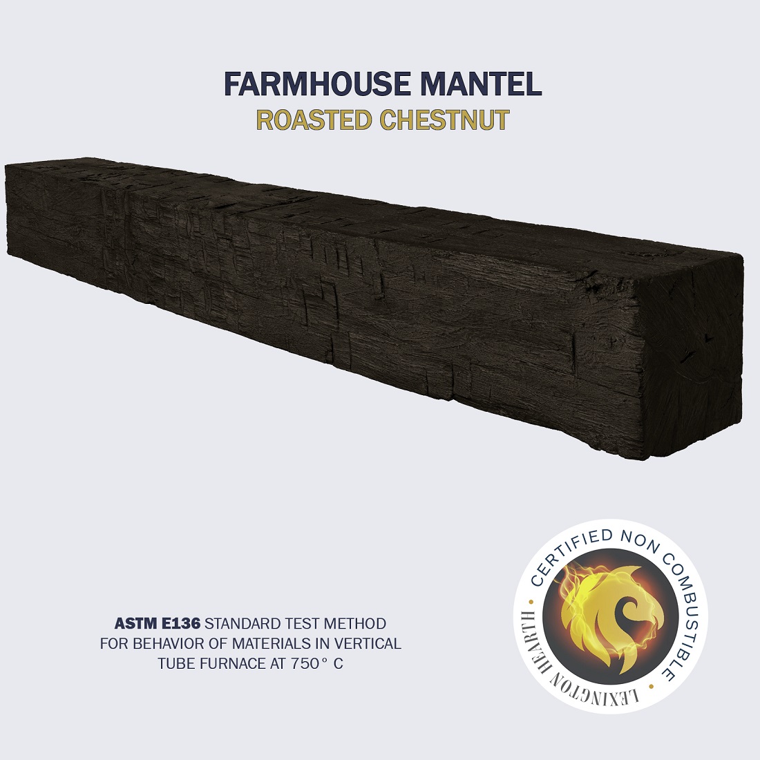 Lexington Hearth 6 Foot Farmhouse Non-Combustible Mantel Shelf