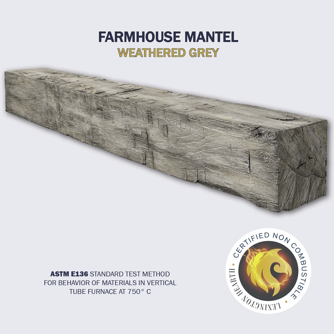 Lexington Hearth 7 Foot Farmhouse Non-Combustible Mantel Shelf