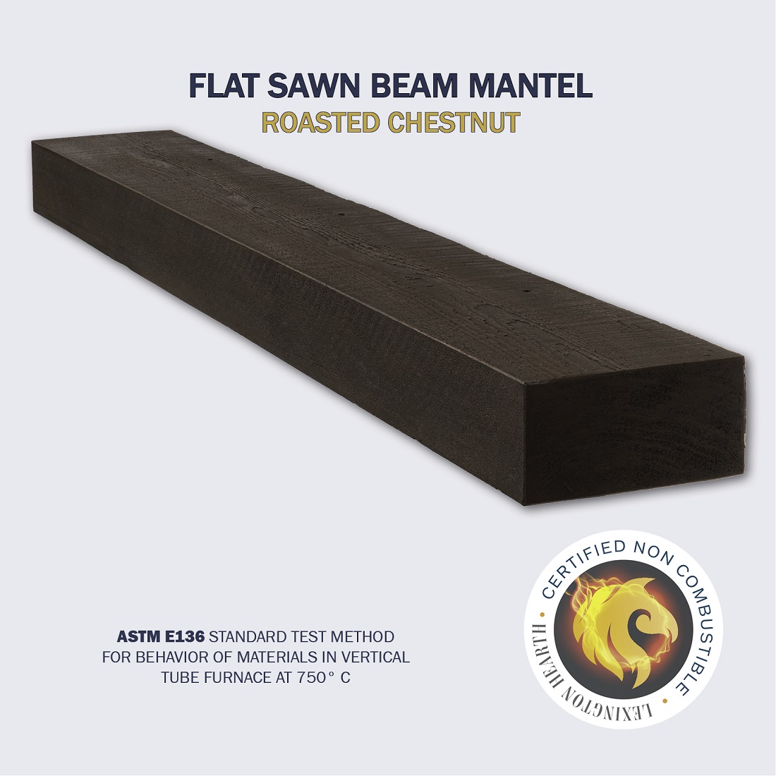 Lexington Hearth 6 Foot Flat Sawn Beam Non-Combustible Mantel Shelf