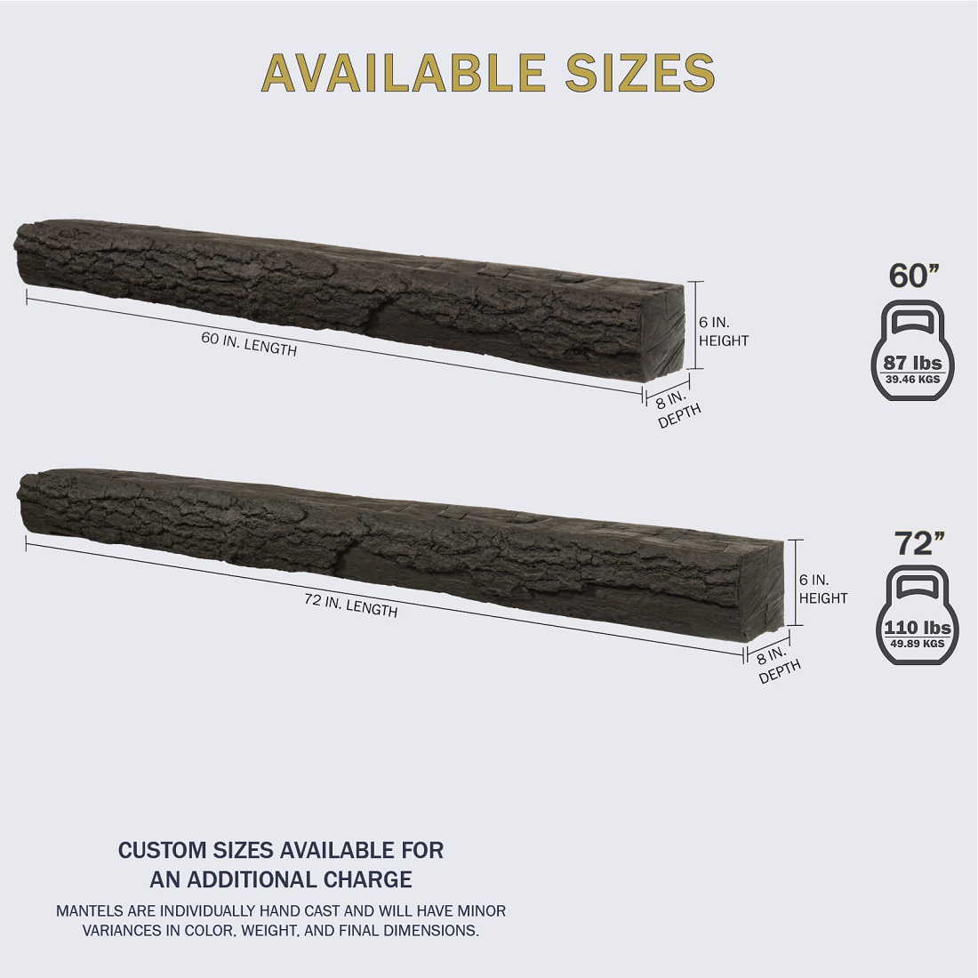Lexington Hearth 5 Foot Half-Round Sleeper Non-Combustible Mantel Shelf