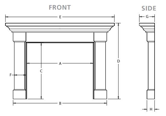 Majestic Portico B Primed MDF Wood Fireplace Mantel