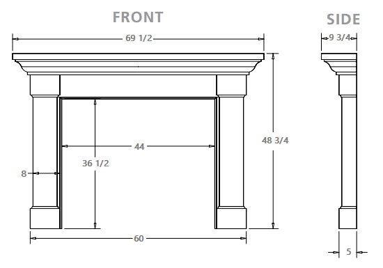 Majestic 44 Inch Kenwood Primed MDF Wood Fireplace Mantel