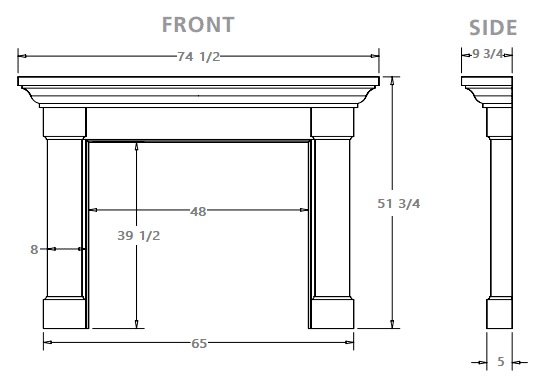 Majestic 48 Inch Kenwood Primed MDF Wood Fireplace Mantel