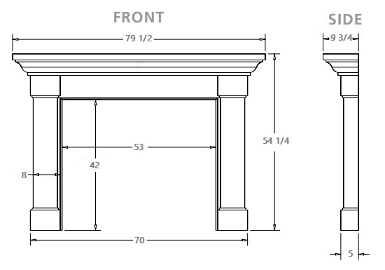 Majestic 53 Inch Kenwood Primed MDF Wood Fireplace Mantel