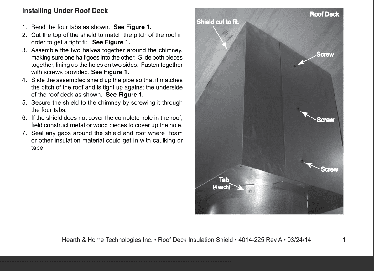 Majestic Roof Deck Underside Insulation Shield for SL1100 Series Pipe