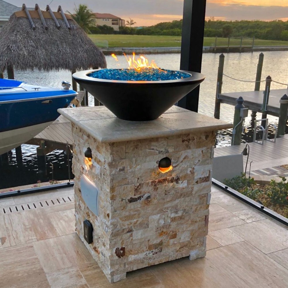 Fire By Design 24 Inch Flat Round Pan Complete Gas Fire Pit Electronic Ignition Kit - 24V