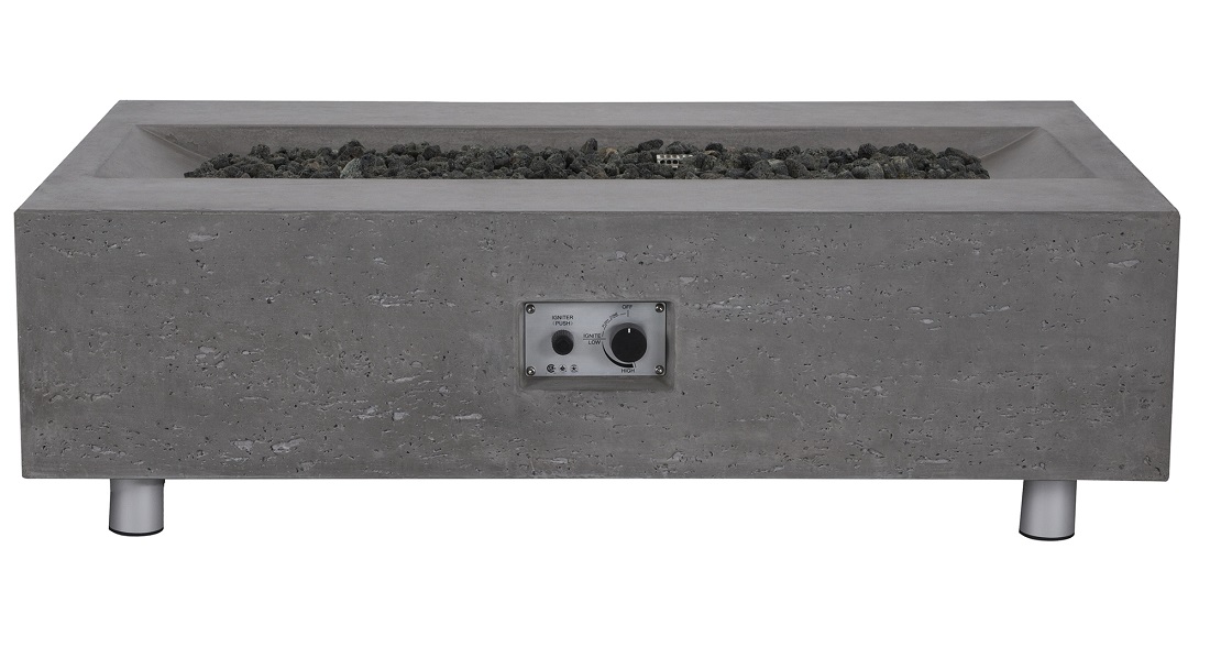 Pyromania Fire Features 48 x 30 Inch Millenia GFRC Gas Fire Table - Push Button Ignition