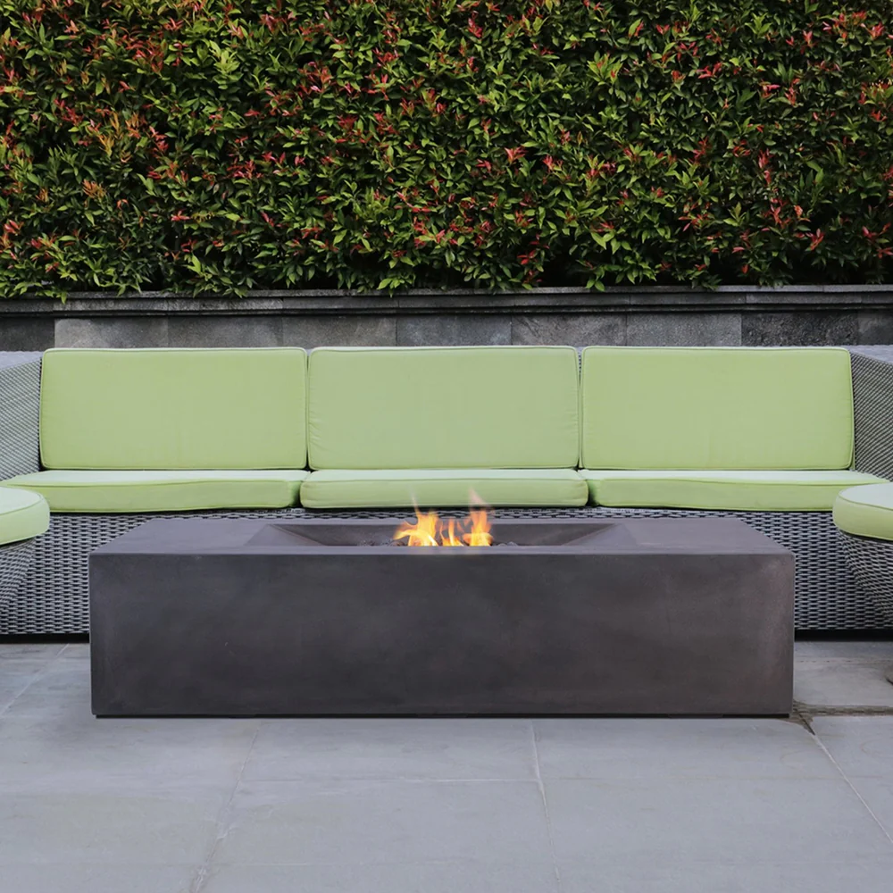 Pyromania Fire Features 58 x 32 Inch Moderne GFRC Gas Fire Table - Push Button Ignition