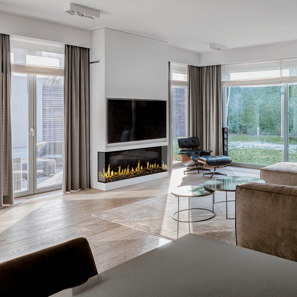 Modern Flames 76 Inch Orion Bay Front Electric Wall Fireplace